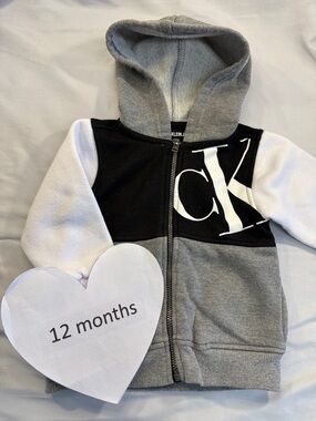 Calvin Klein - Kids' Zipped Hoodie Jacket in Black, Grey, and White